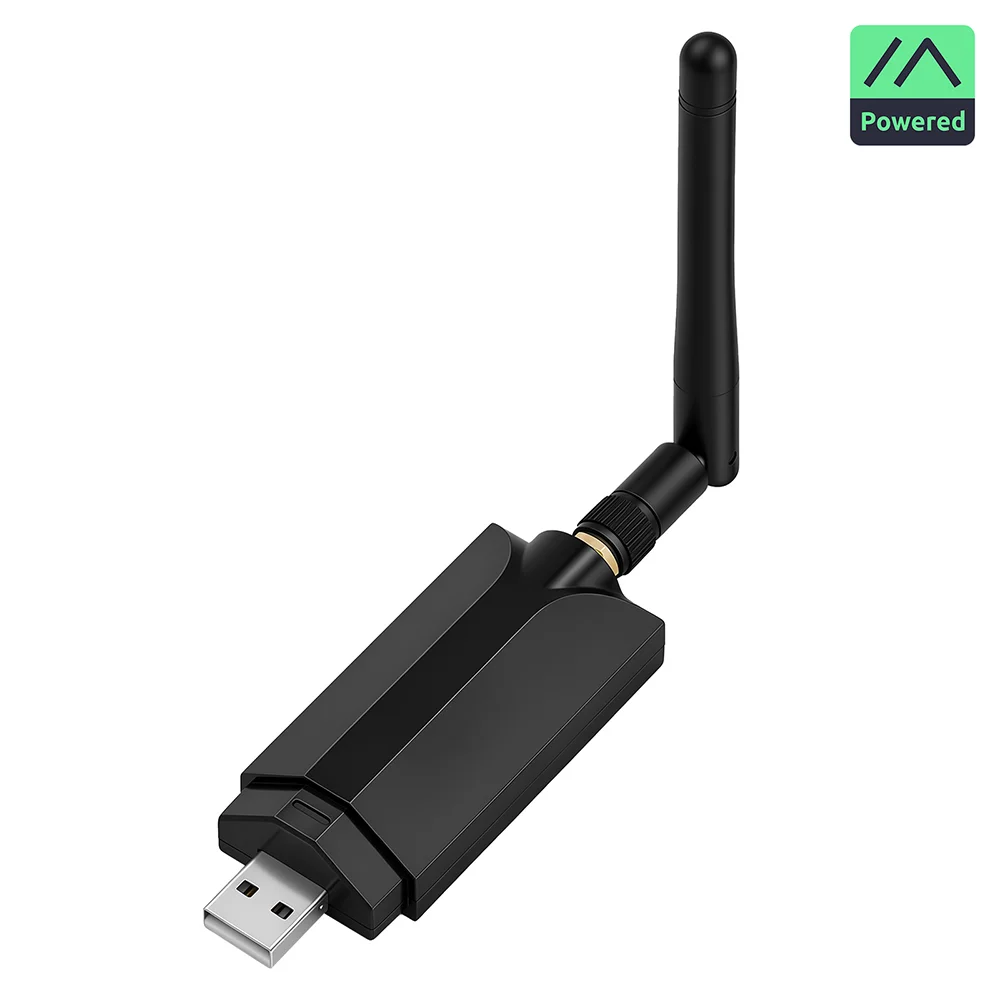 Elecrow MeshStick USB LoRa radio with its antenna attached