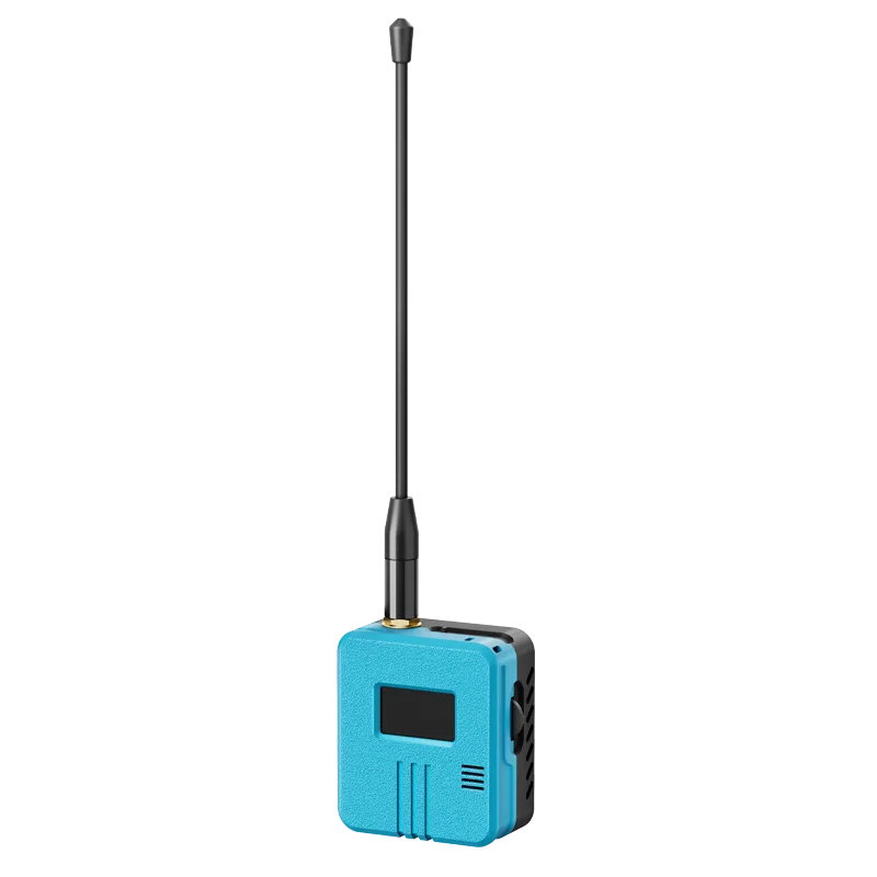 Heltec RadioCore expansion kit assembled in its blue enclosure with display and external antenna; the selected RadioCore is inside the case.