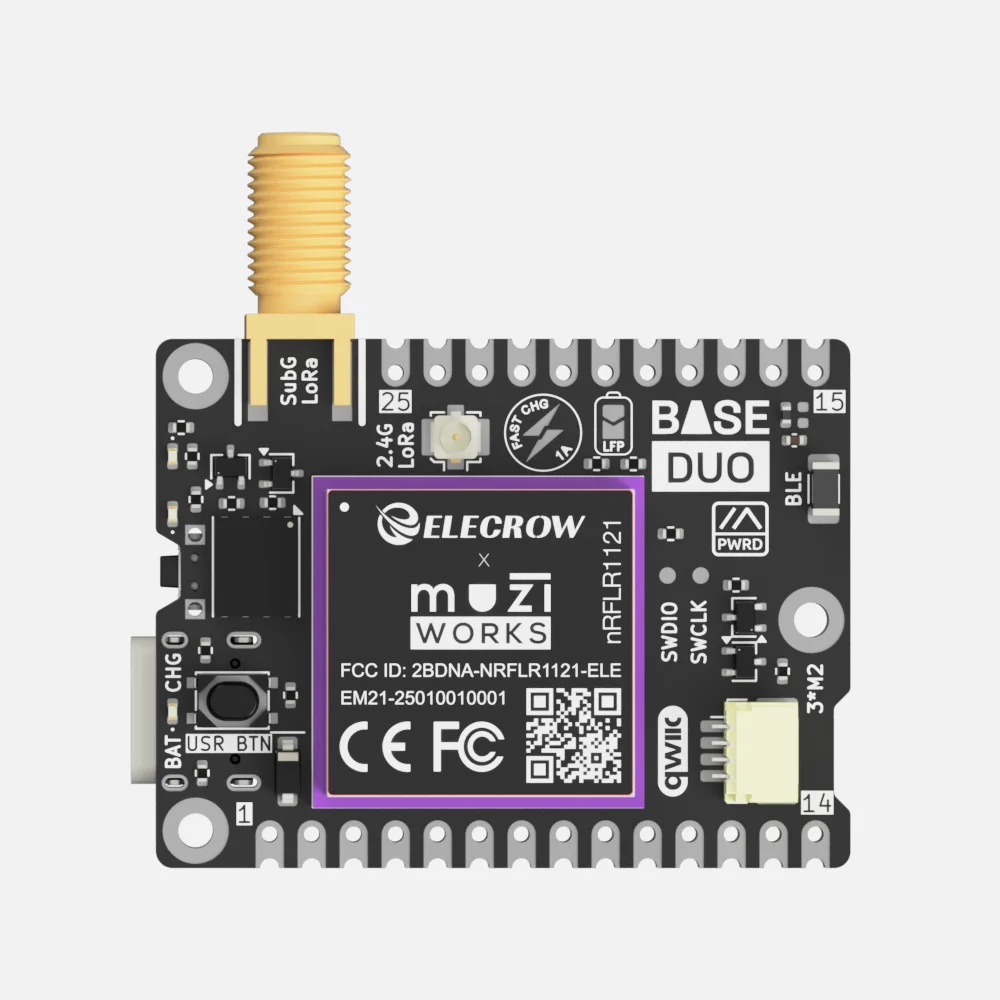 Muzi.Works Base Duo board with its LoRa radio module installed