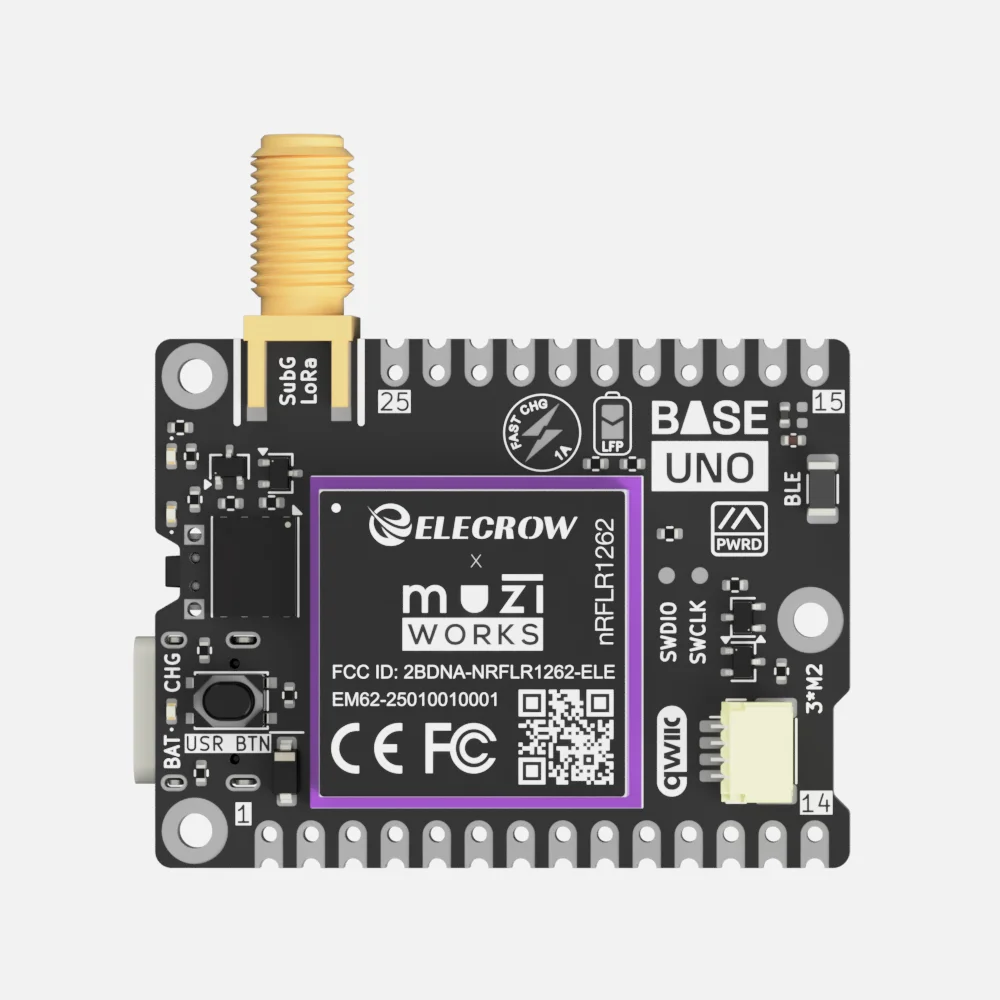 Muzi.Works Base Uno board with its LoRa radio module installed