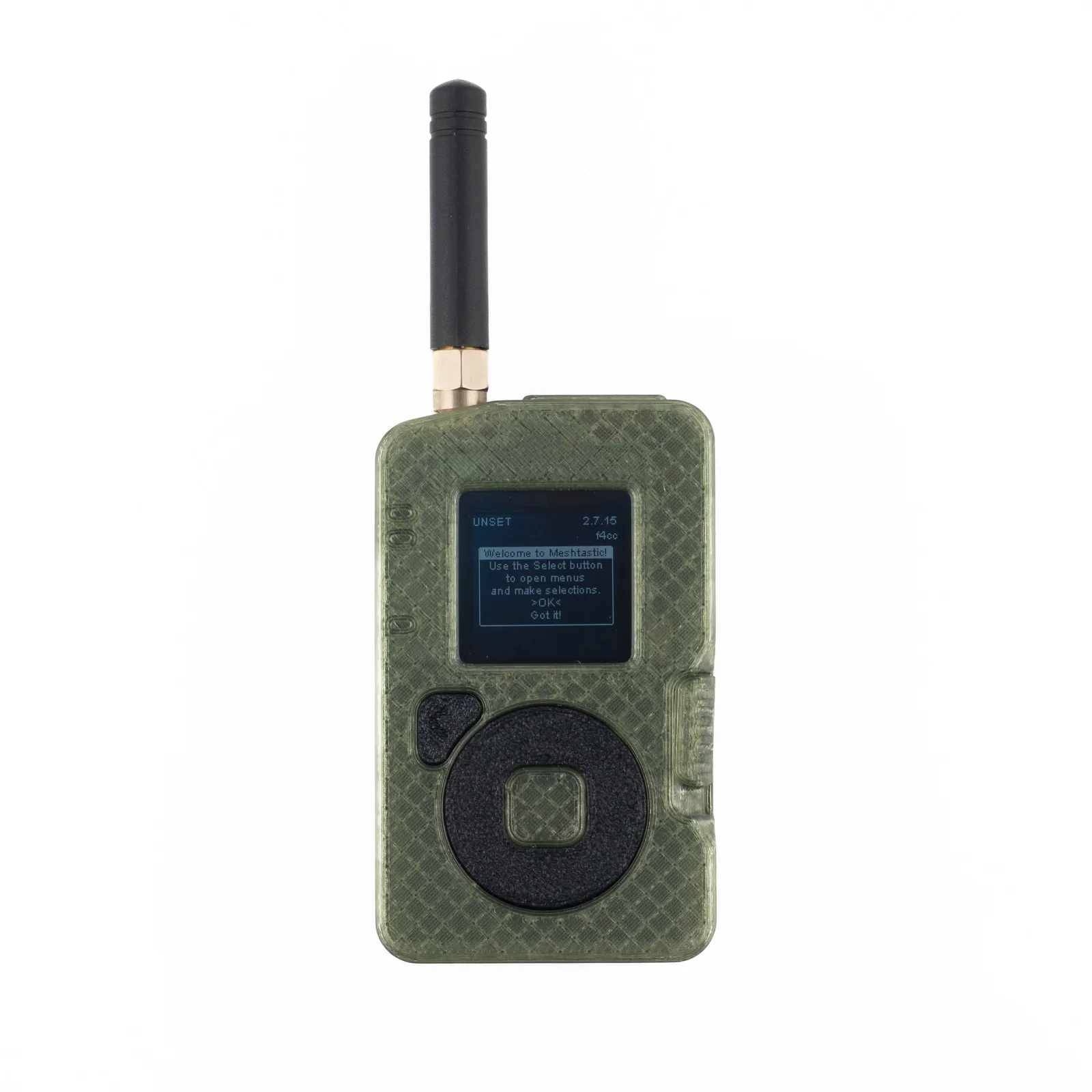 Assembled Muzi.Works SuperBase handheld with antenna and screen